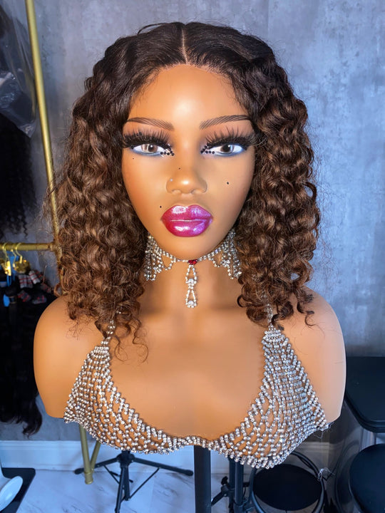"LOLA" 5x5 Glueless-Peruvian Curly Bob