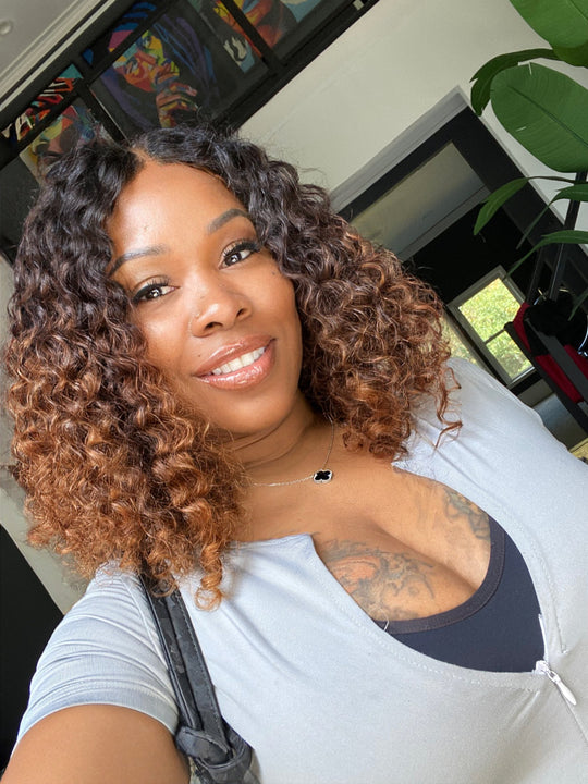 "LOLA" 5x5 Glueless-Peruvian Curly Bob