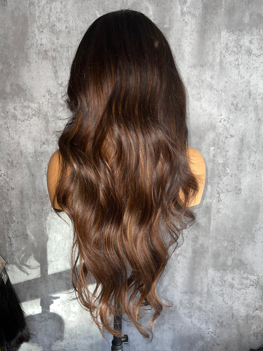 “TAMARA” CUSTOM OMBRE BROWN WIG WITH BLEACHED KNOTS