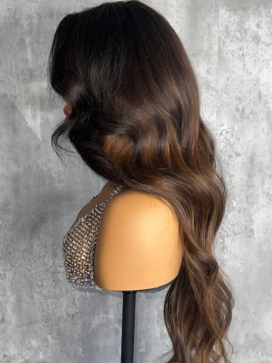 “TAMARA” CUSTOM OMBRE BROWN WIG WITH BLEACHED KNOTS