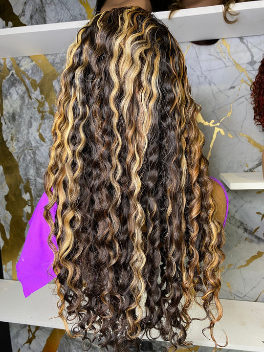 Raw Burmese Curly Wig - Blonde Hightlights