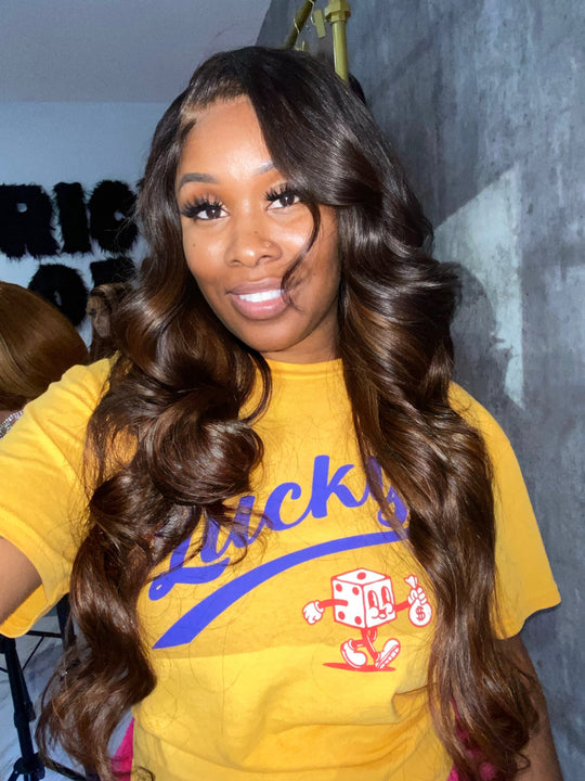 “TAMARA” CUSTOM OMBRE BROWN WIG WITH BLEACHED KNOTS