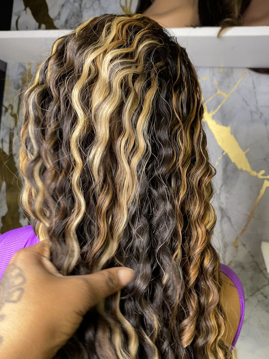 Raw Burmese Curly Wig - Blonde Hightlights