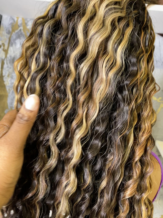 Raw Burmese Curly Wig - Blonde Hightlights