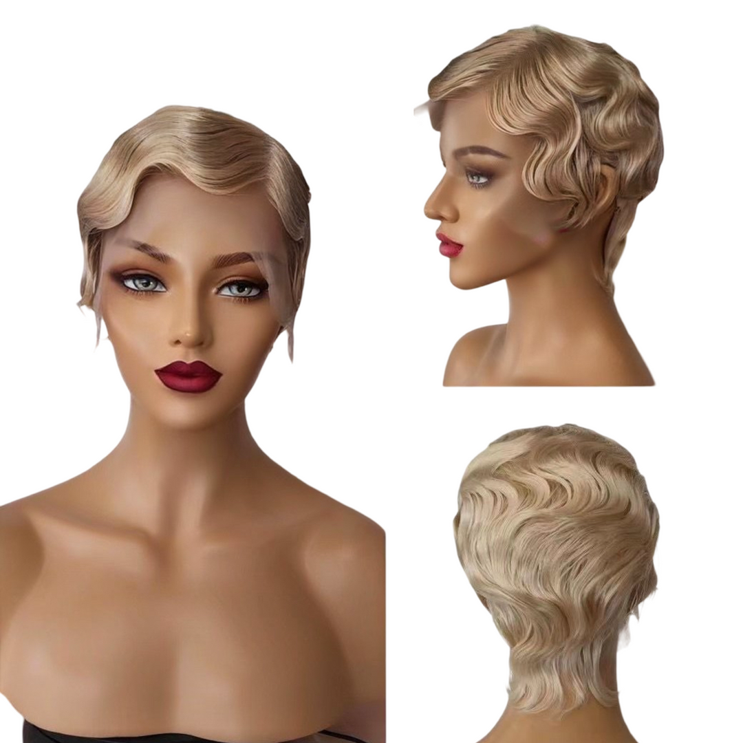 Custom Made Lace Front  Pixie Finger Wave  Wig