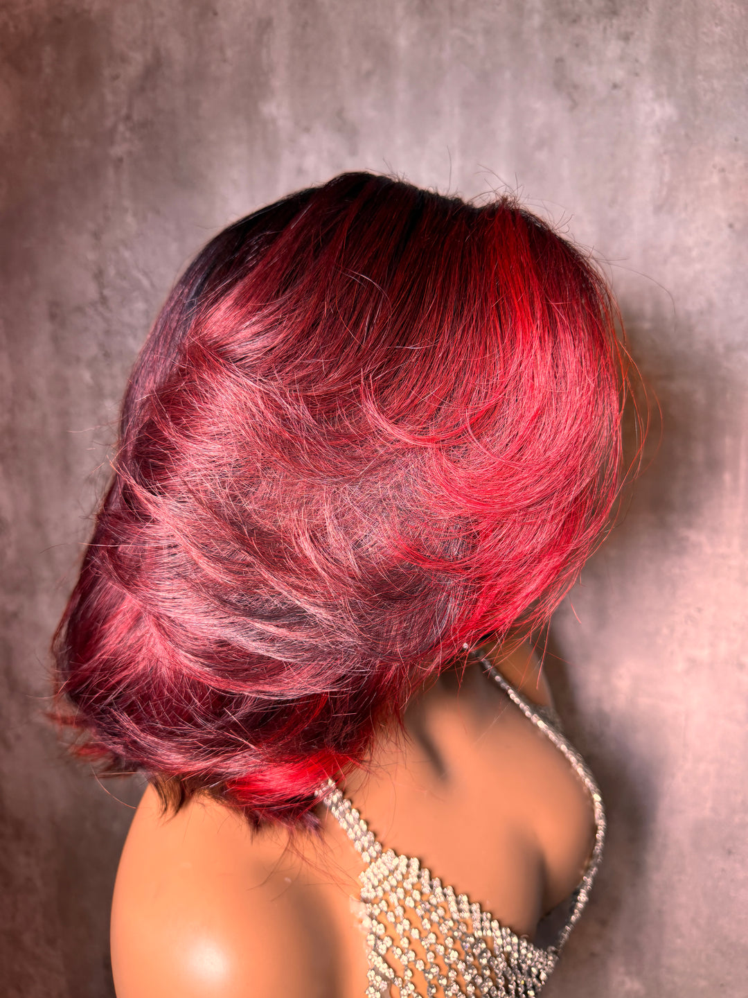 “RUBY GLAM” 14”(Red Highlights)