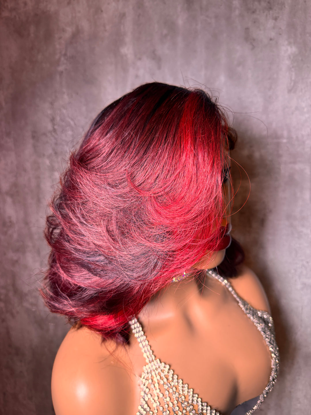 “RUBY GLAM” 14”(Red Highlights)