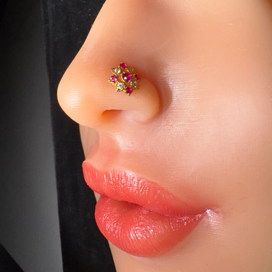 Royal Ruby – Diamond studded nose ring